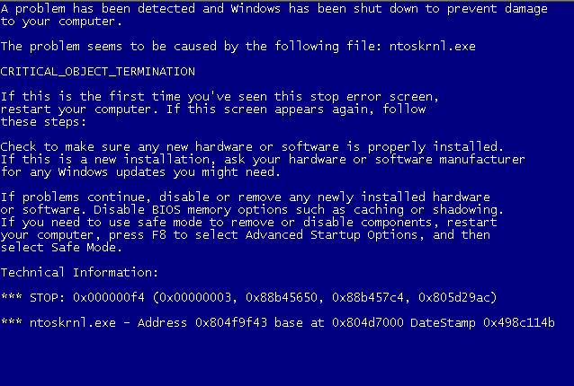 what is the blue screen of death