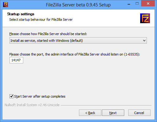 FileZilla Server Interface