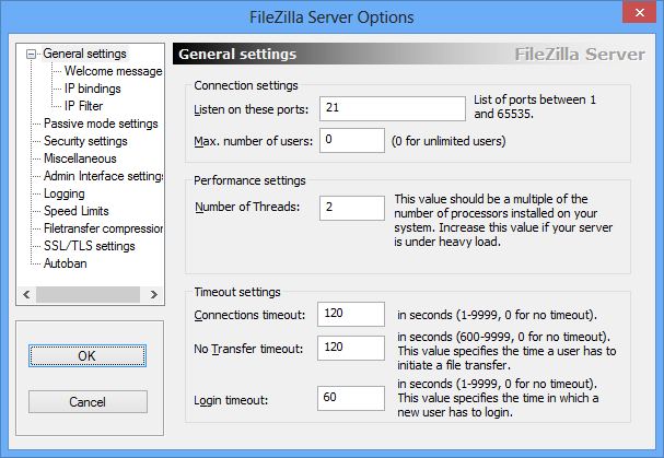 ������ ����������  - ����� ���������  FileZilla Server