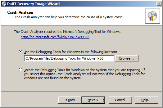 Crah Analyzer требует наличие  Microsoft Debugging Tools for Windows 
