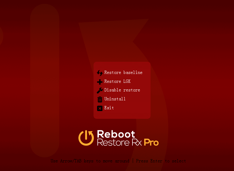 Консоль подсистемы Reboot Restore Rx Pro
