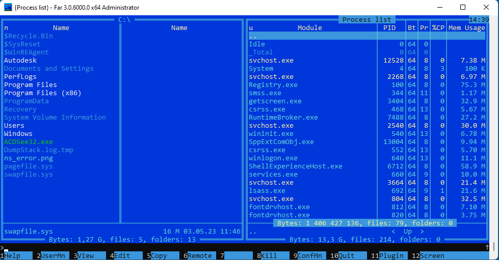 Объем памяти, выделяемый разделенным процессам svchost.exe на компьютере с 4Гб ОЗУ под управлением Windows 11.