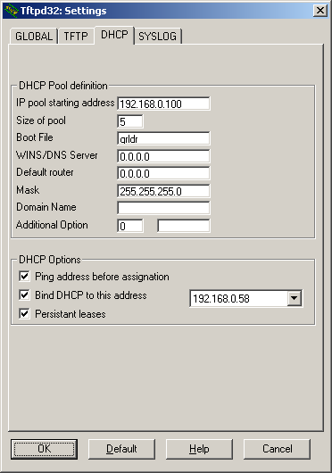 TFTPD32 - конфигурирование TFTP сервера